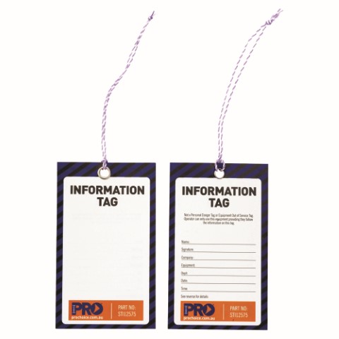 PRO SAFETY TAG ( BLANK) 125 X 75MM ( PKT OF 100) 